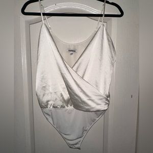 Express Deep Plunge Silky V-Neck Bodysuit Tank